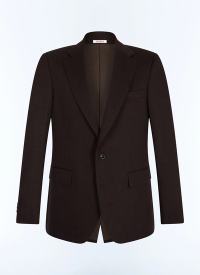 Men's brown certified linen and virgin wool canvas jacket Fursac - V3JADA-JX06-G018