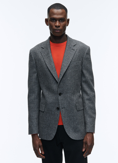 Men's jacket charcoal grey carded wool Fursac - 22HV3ATOL-AV19/22