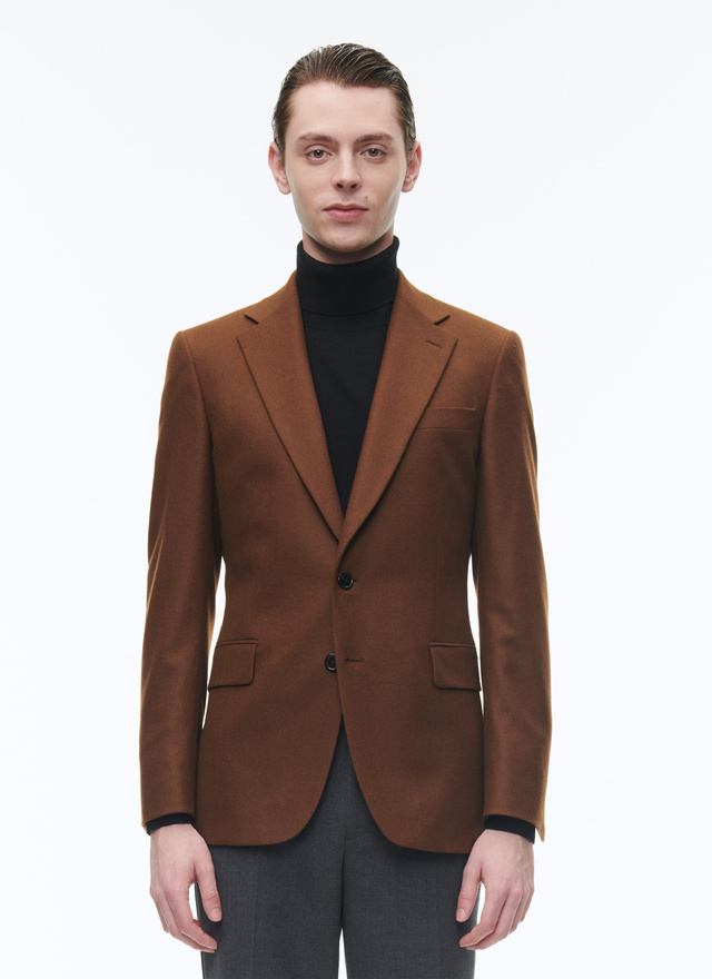 Men's jacket cinnamon virgin wool flannel Fursac - V3BULL-CX21-G007