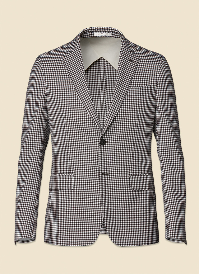 Men's ecru and brown - gingham motif jacket Fursac - V3POBY-PX18-19