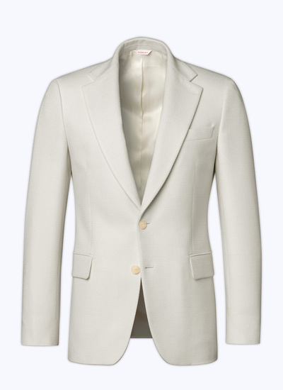 Men's white, ecru basket weaved virgin wool and cotton jacket Fursac - V3ALLO-AV25-02