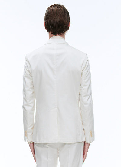 Men's white, ecru cotton gabardine jacket Fursac - V3BAMO-BX02-02