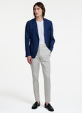 Flecked blue weaved wool and linen jacket - V3VALA-VV08-33