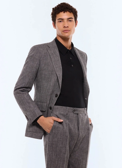 Men's jacket gray virgin wool, cotton and linen Fursac - V3GITO-CX40-B022