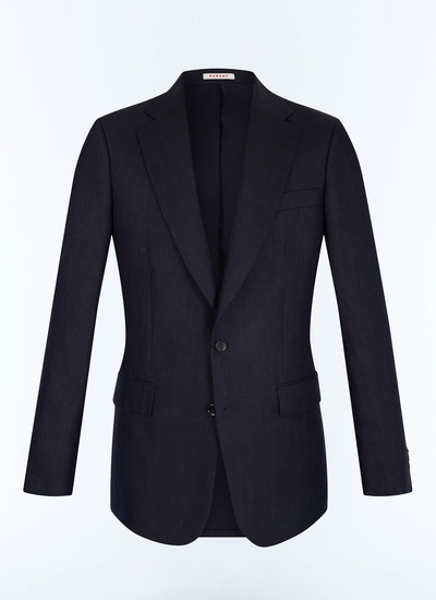 Men's blue, navy blue certified linen jacket Fursac - V3JADA-JX02-D030