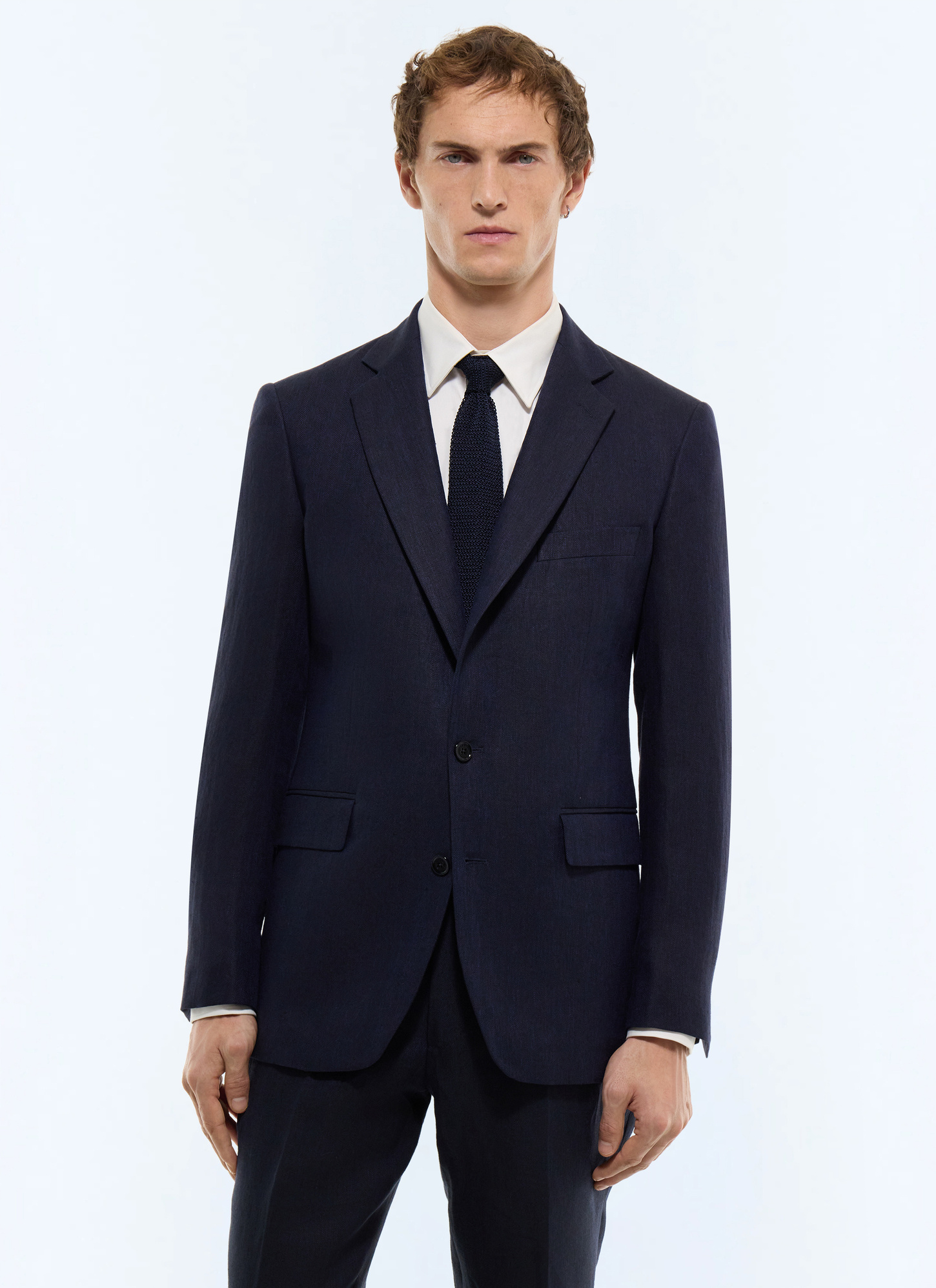 Men's jacket navy blue certified linen Fursac - V3JADA-JX02-D030