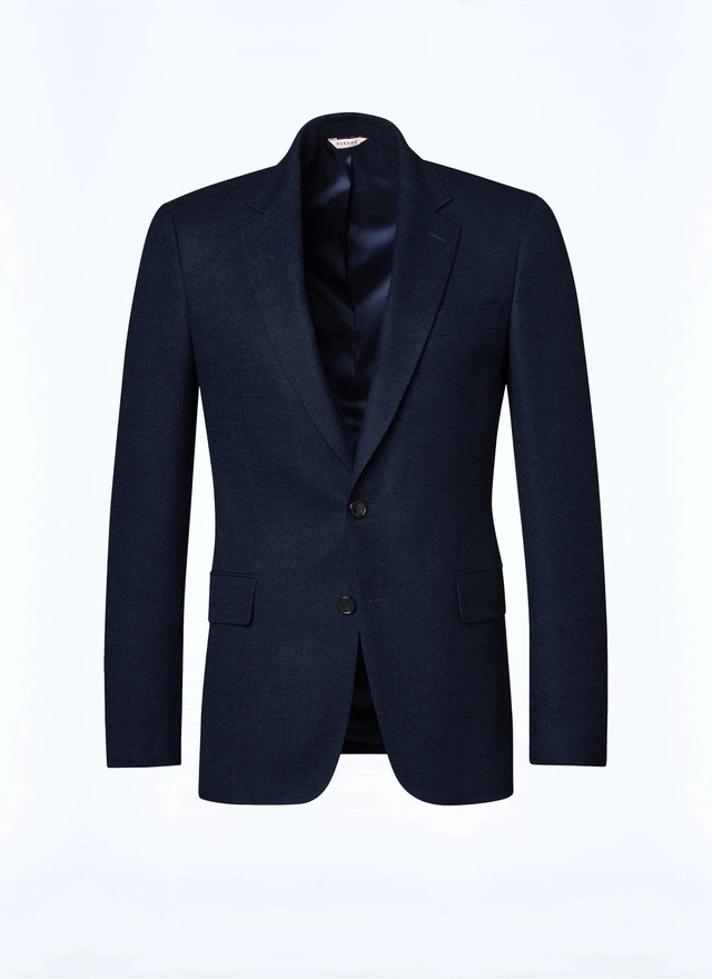 Men's blue, navy blue basket weaved virgin wool jacket Fursac - V3AXEL-AV04-31