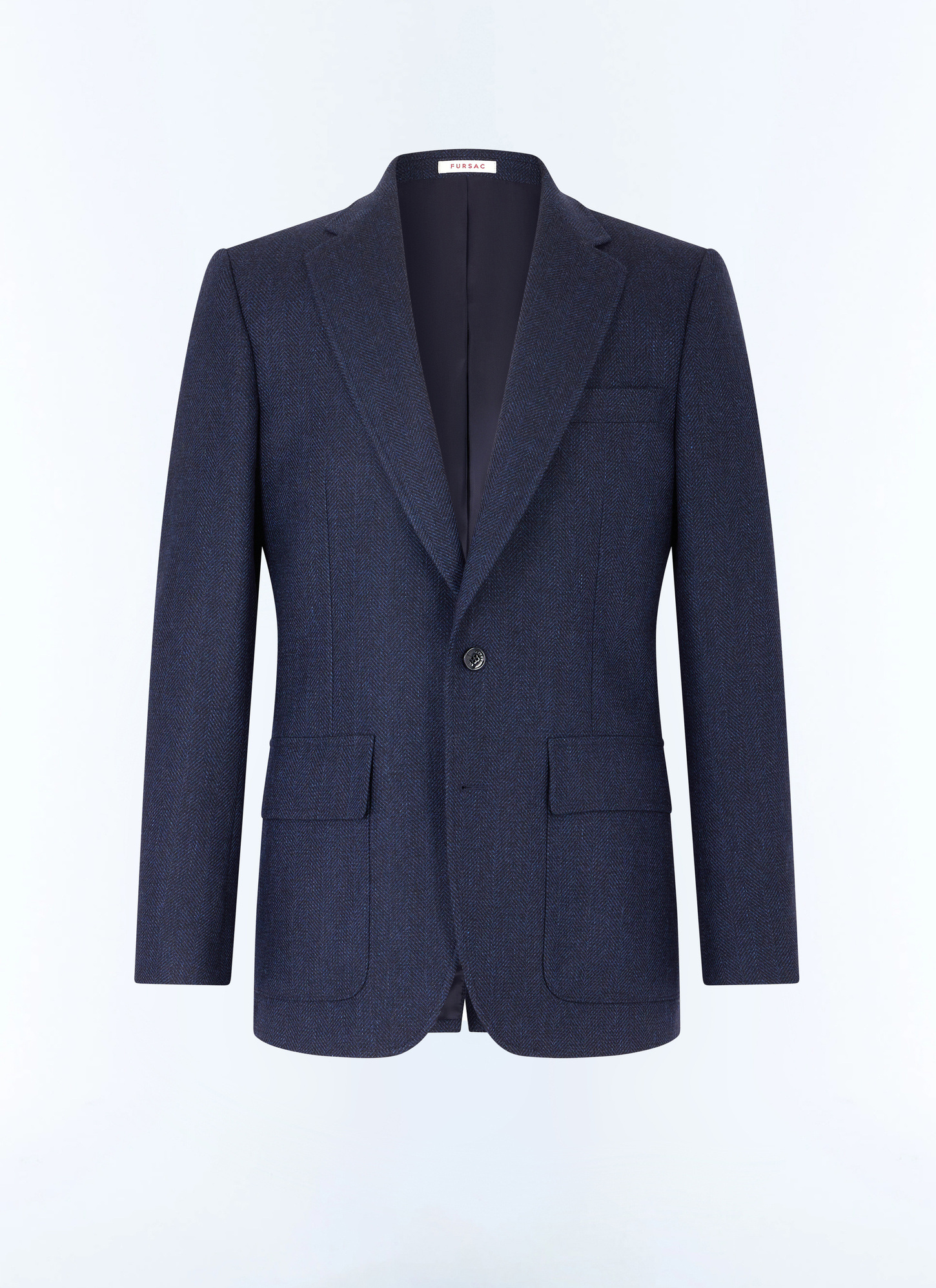 Men's blue, navy blue virgin wool, cotton and linen jacket Fursac - V3GITO-CX40-D030