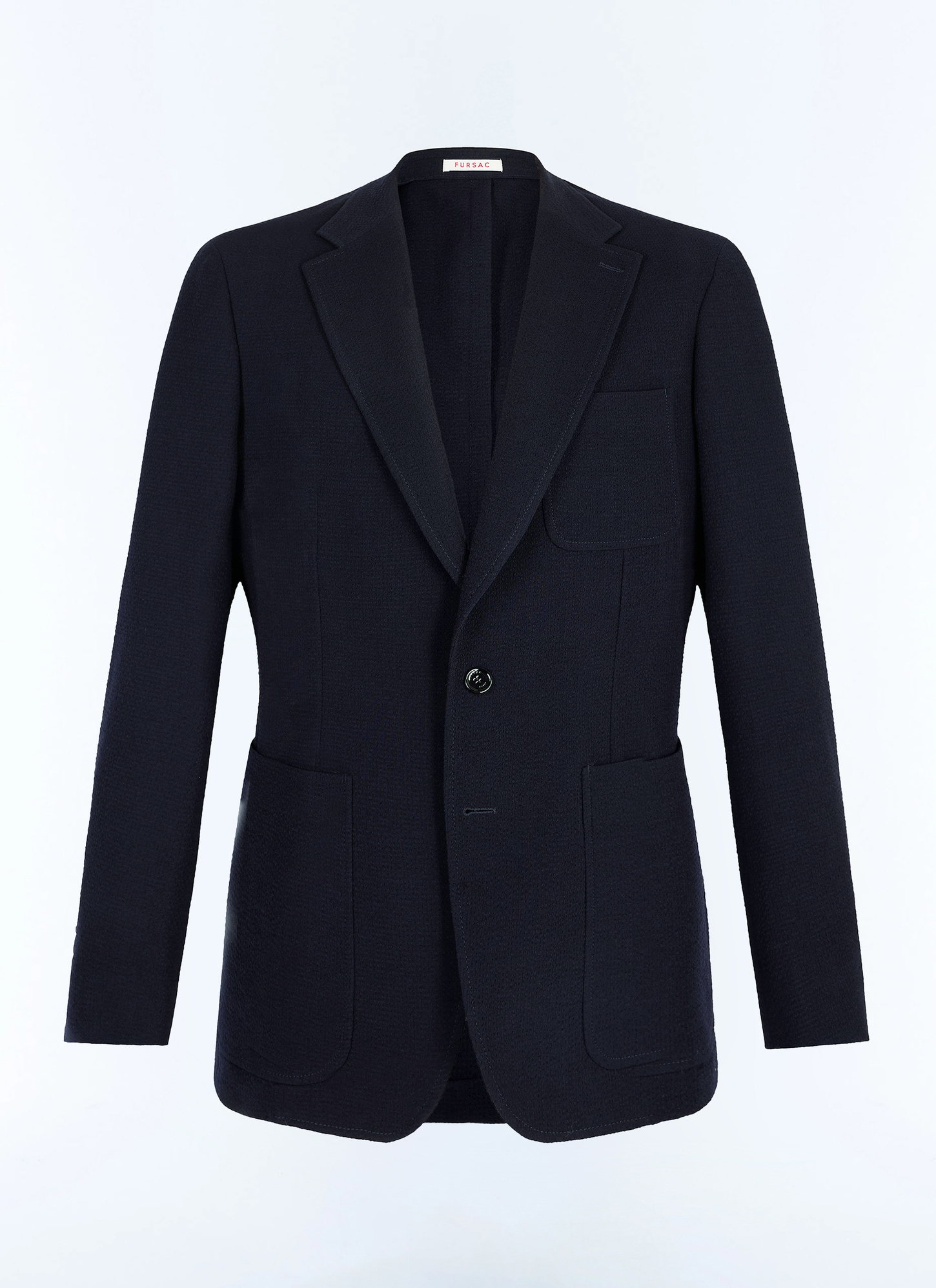Men's blue, navy blue certified virgin wool seersucker crepe effect jacket Fursac - V3JADO-JX04-D030