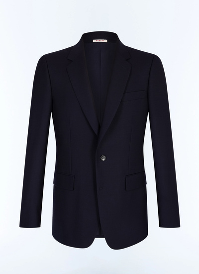 Men's blue, navy blue basket-weave certified virgin wool jacket Fursac - V3JXEL-JV20-D030