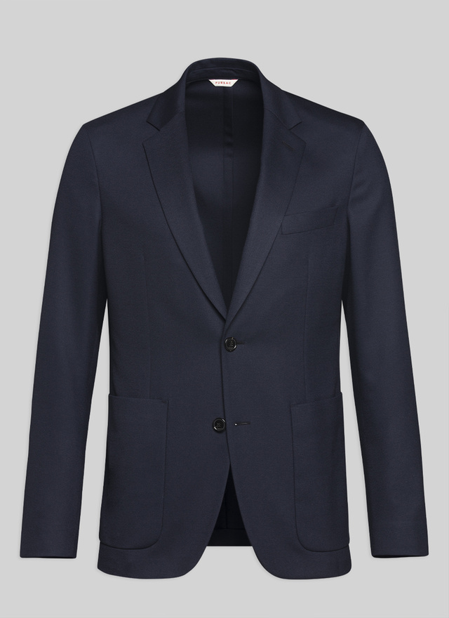 Men's blue, navy blue virgin wool and elastane jacket Fursac - V3VAFA-VC07-30