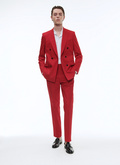 Red cotton gabardine double-breasted jacket - V3BAPA-BX02-79