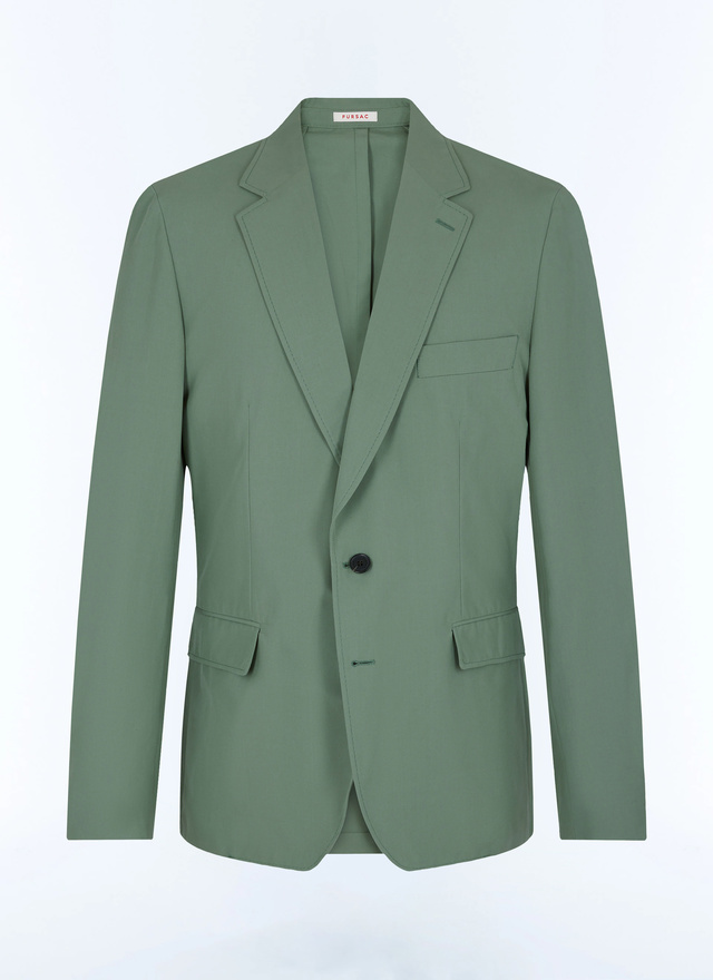 Men's green organic cotton canvas jacket Fursac - V3FAFO-FX14-H006
