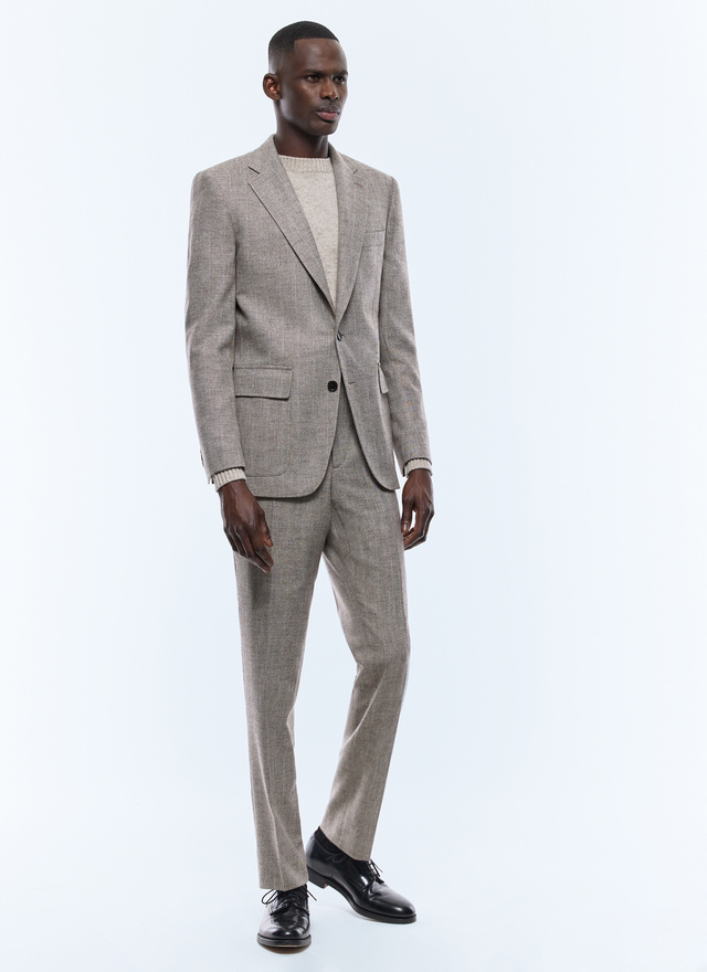 Men's string-like beige jacket Fursac - V3CITO-CX40-A006