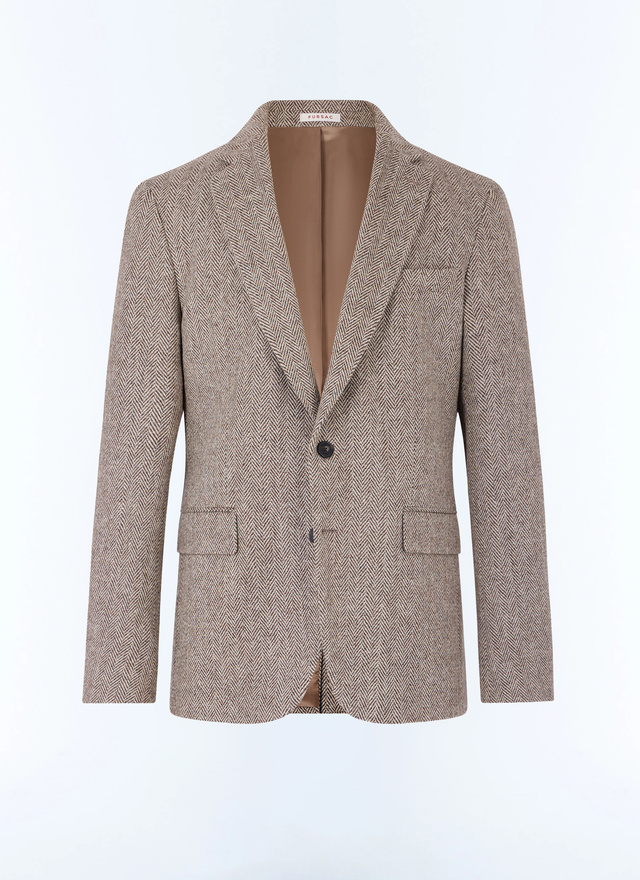 Men's beige, ecru virgin wool jacket Fursac - V3FRAT-GX02-G018