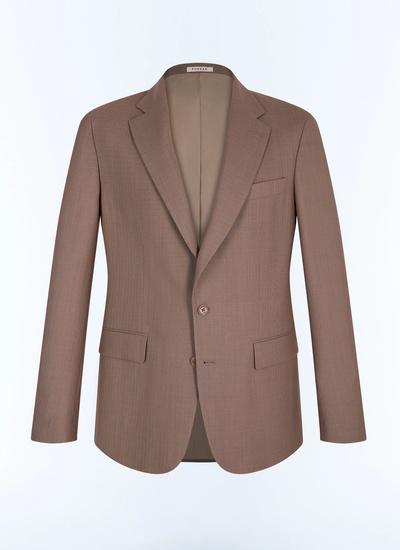 Men's brown virgin wool and mohair ripstop weaved jacket Fursac - V3JADA-JC20-G014