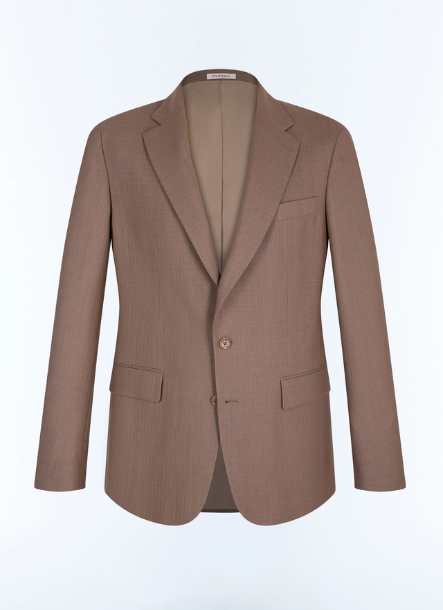 Men's brown virgin wool and mohair ripstop weaved jacket Fursac - V3JADA-JC20-G014