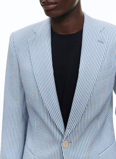 Men's white and blue stripes jacket Fursac - 23EV3BULL-BX05/34