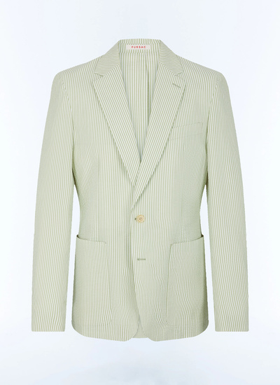 Men's green cotton seersucker jacket Fursac - V3FLEN-FX01-H004