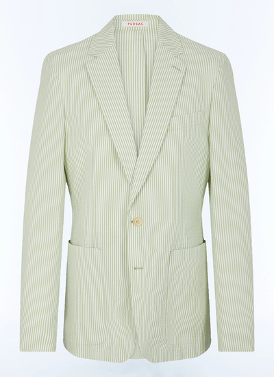 Men's green cotton seersucker jacket Fursac - V3FLEN-FX01-H004