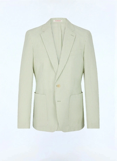 Men's green cotton seersucker jacket Fursac - V3FLEN-FX01-H004