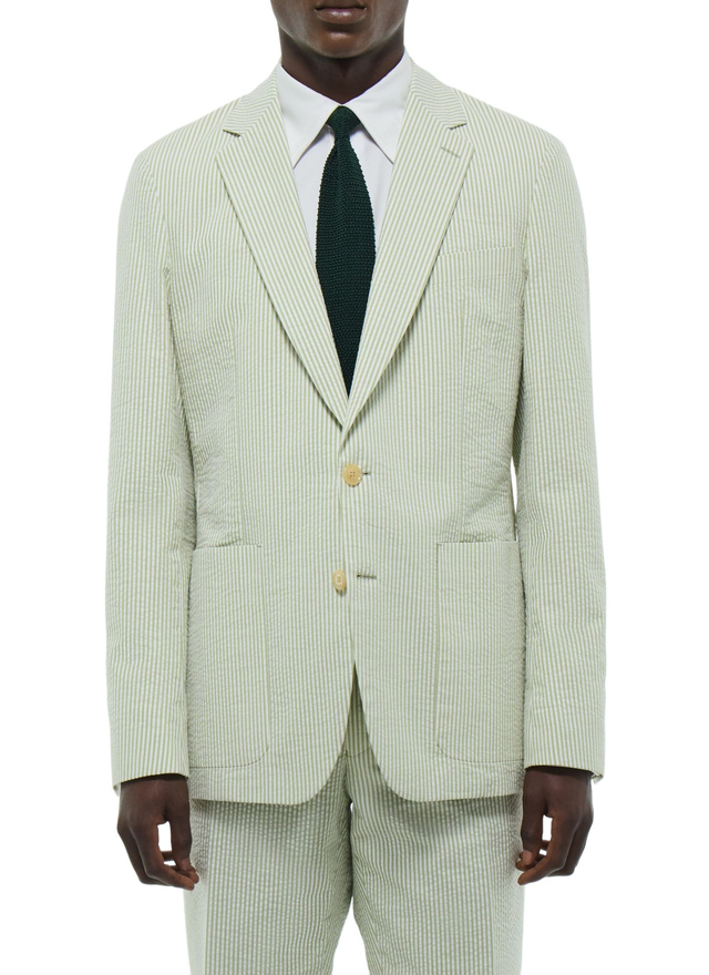 Men's jacket white cotton seersucker Fursac - V3FLEN-FX01-H004
