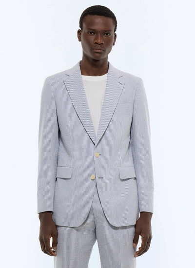 Men's jacket white organic cotton seersucker Fursac - V3JADA-LX15-D039