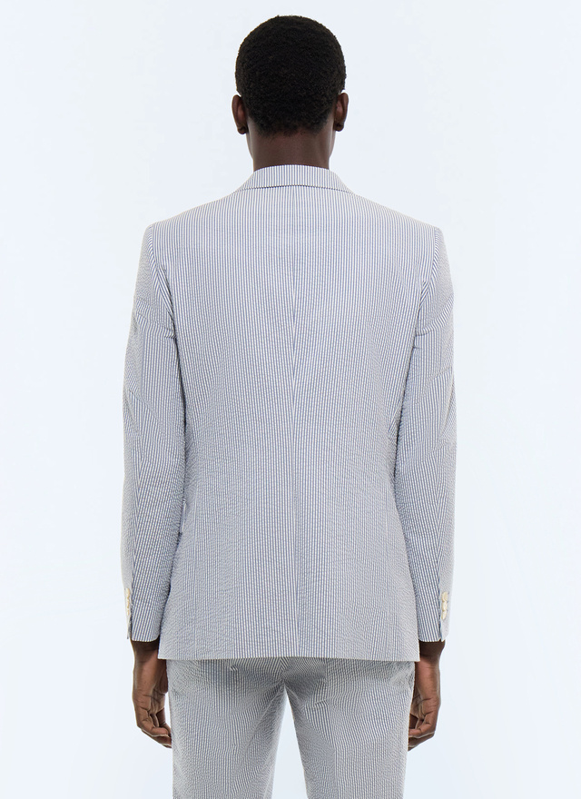 Men's organic cotton seersucker jacket Fursac - V3JADA-LX15-D039