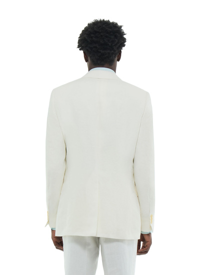 Men's white, ecru certified linen serge jacket Fursac - V3FEDO-FX03-A001