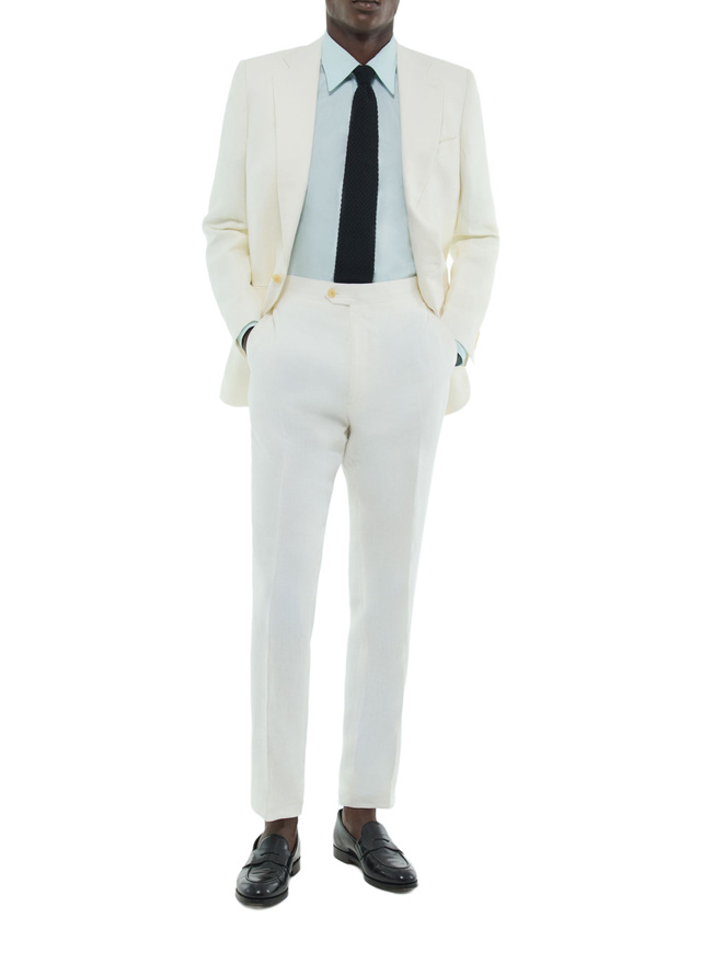 Men's white - tone on tone herringbone jacket Fursac - V3FEDO-FX03-A001
