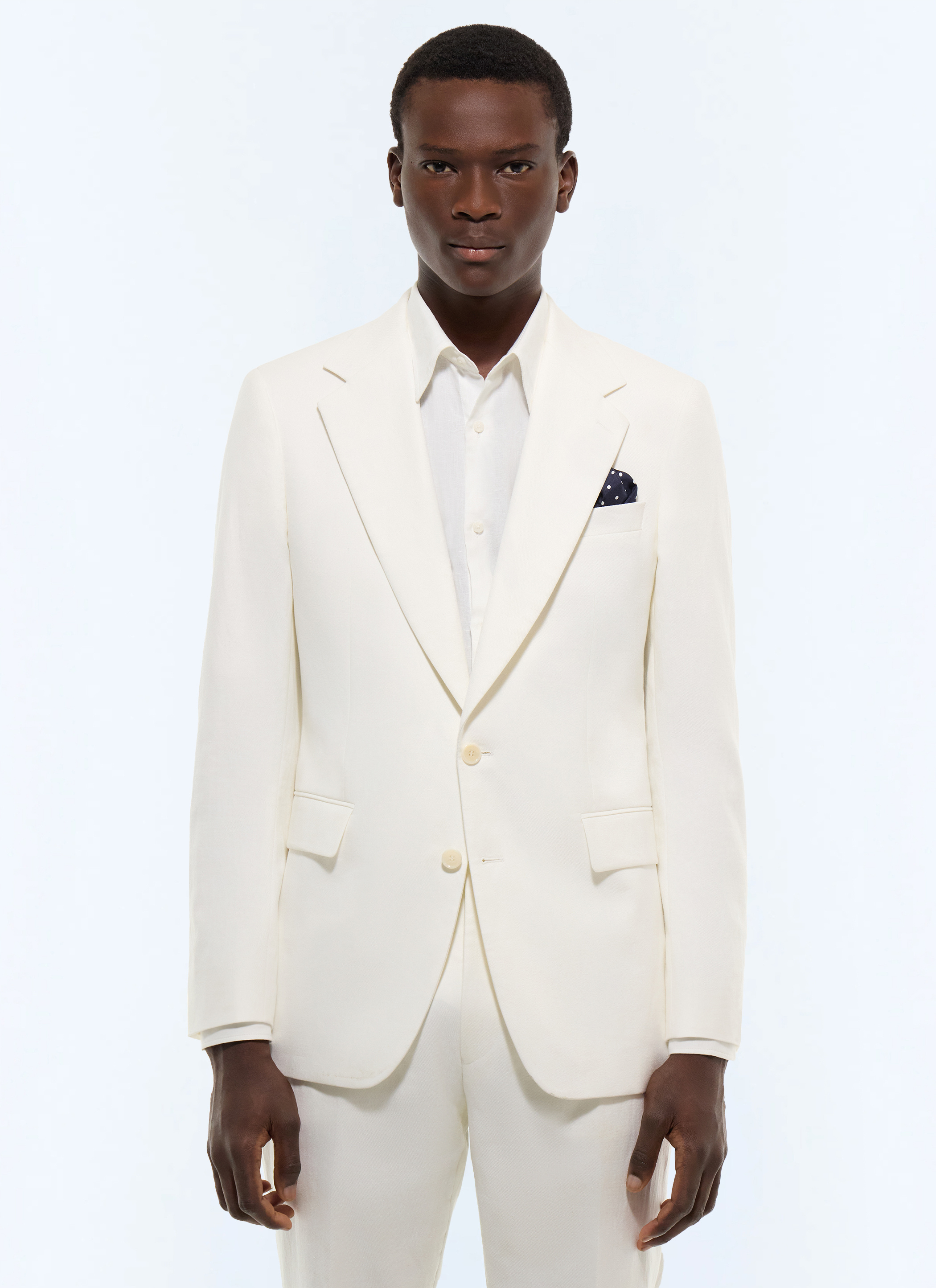 FURSAC - Cotton-linen twill fitted jacket - Men - Size 48 - White, Ecru