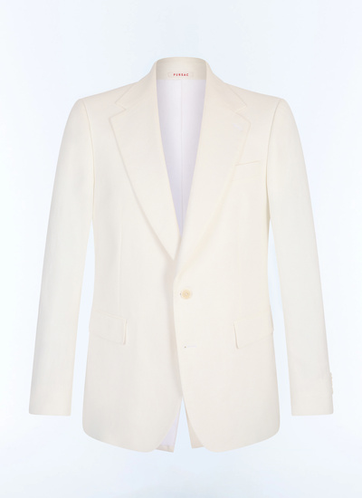 Men's white, ecru cotton and linen jacket Fursac - V3JADA-JX08-A001
