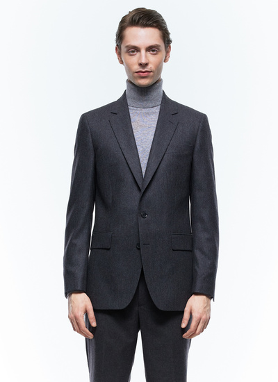Men's jacket charcoal grey certified virgin wool flannel Fursac - V3EXUN-EC29-B022