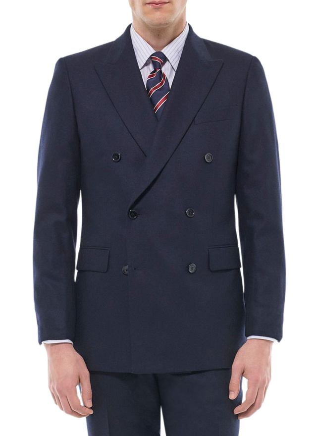 Men's jacket navy blue certified virgin wool flannel Fursac - V3FOCA-EC29-D030