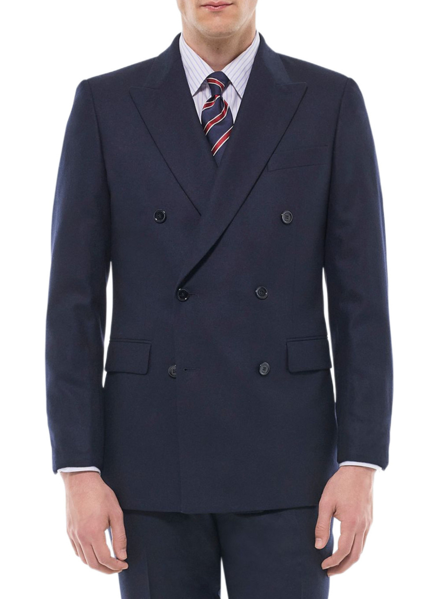 Men's jacket navy blue certified virgin wool flannel Fursac - V3FOCA-EC29-D030