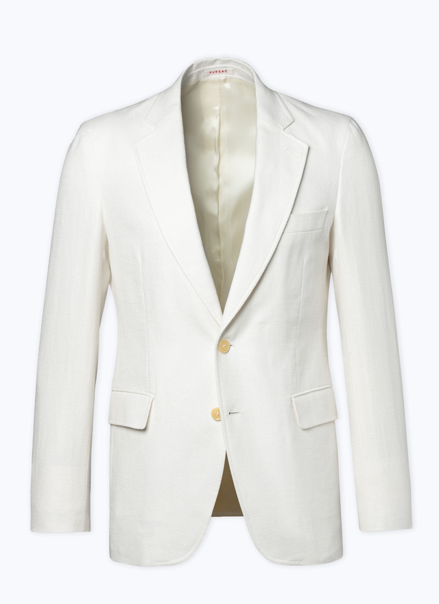Men's white, ecru linen and cotton serge jacket Fursac - V3DAMI-DV03-A004