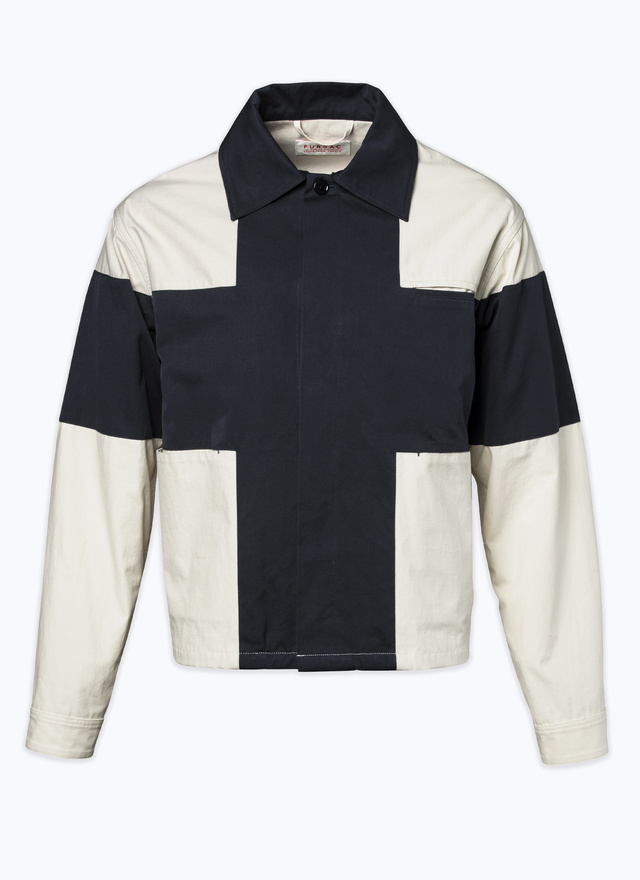 Men's beige and navy blue jacket Fursac - M3DOIX-DM31-A008