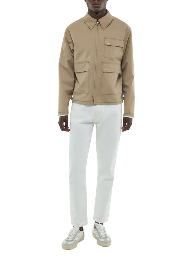 Men's jacket beige wool and polyester technical canvas Fursac - M3FUME-FM02-A008