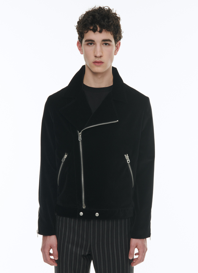 Men's jacket black velvet Fursac - M3CASH-C711-20