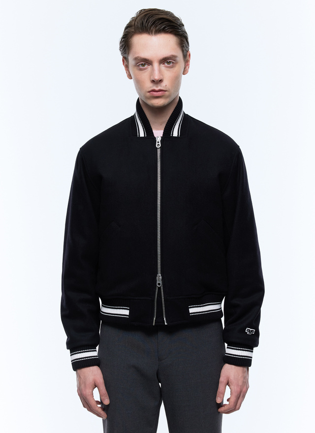 Men's jacket black blended woolen cloth Fursac - M3EDDY-EM15-B020
