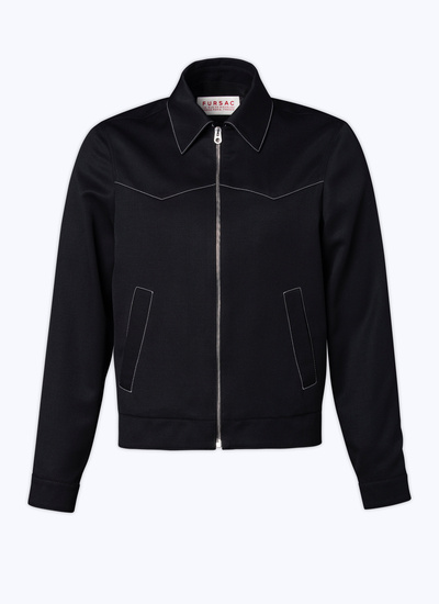 Men's black - white topstitching jacket Fursac - M3BRUT-BM25-20