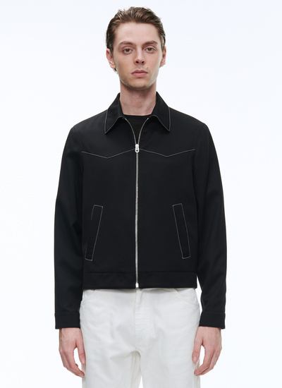 Men's jacket black wool serge Fursac - M3BRUT-BM25-20