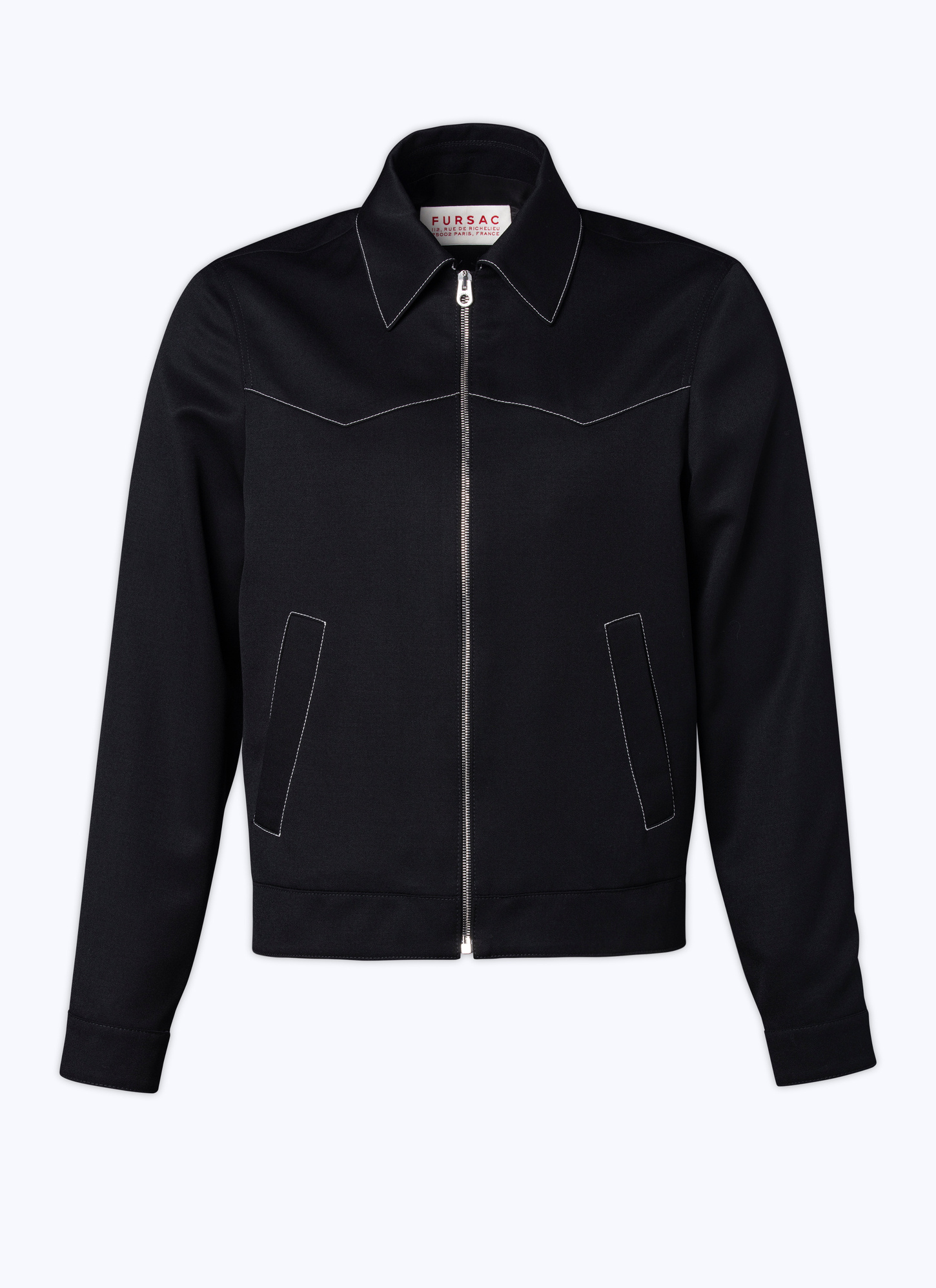 Men's black - white topstitching jacket Fursac - M3BRUT-BM25-20