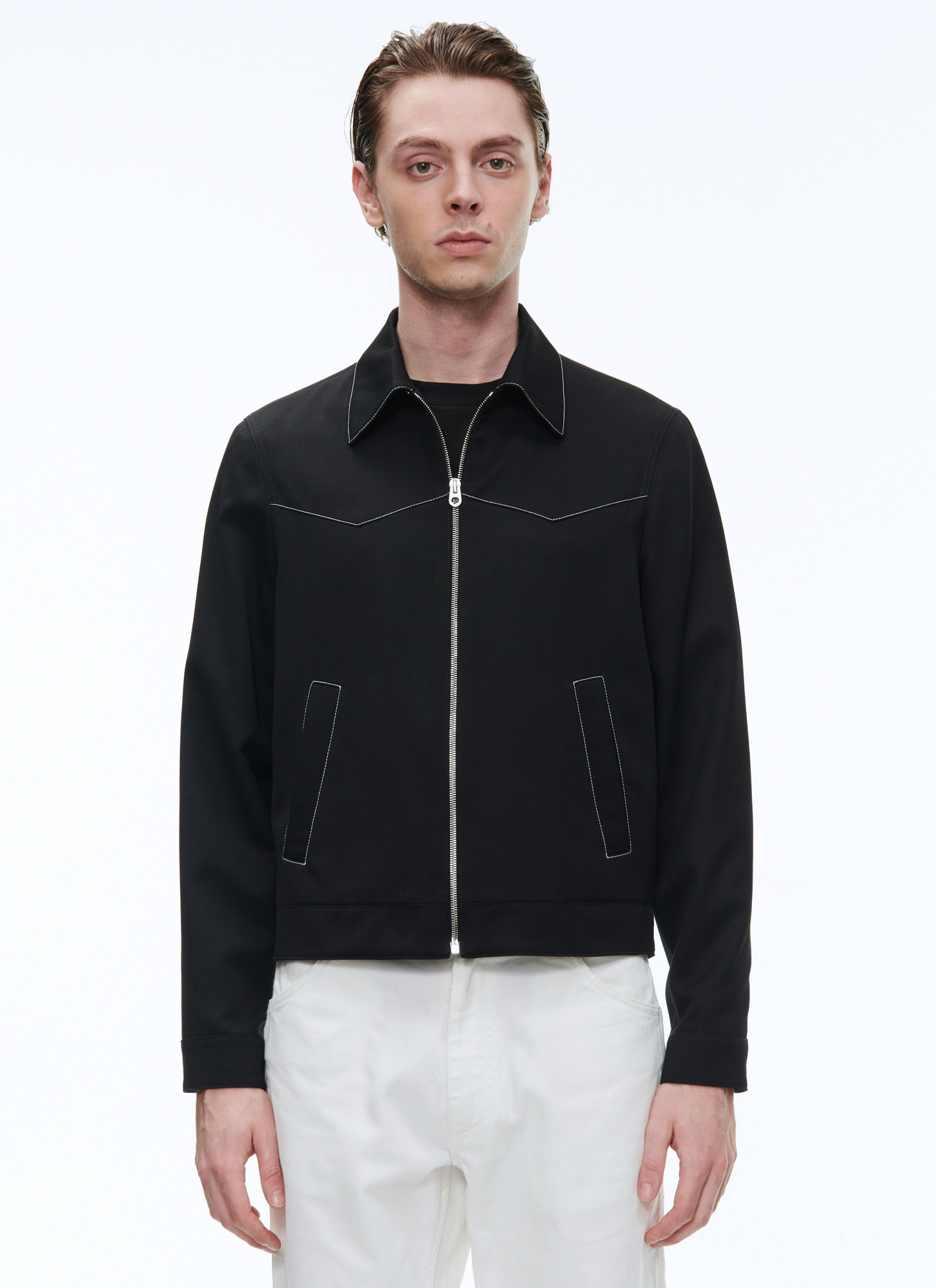 Men's jacket black wool serge Fursac - M3BRUT-BM25-20