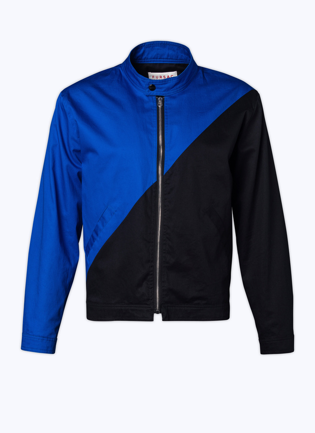 Men's blue, navy blue cotton canvas jacket Fursac - 23EM3BCOL-BM27/33
