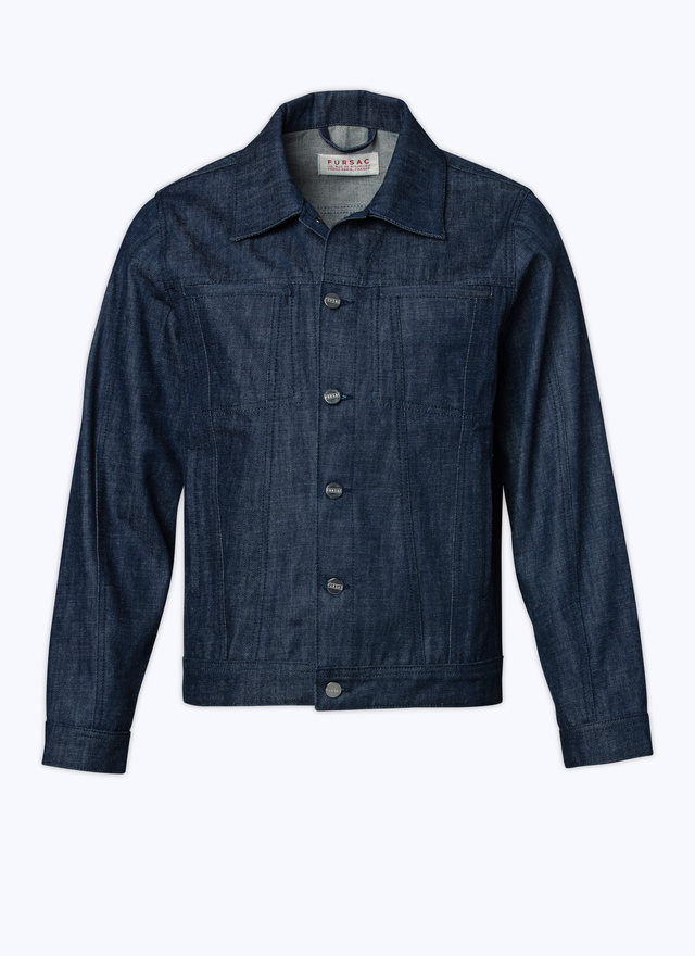 Men's blue, navy blue denim cotton canvas jacket Fursac - 22HM3AMMA-AX11/33
