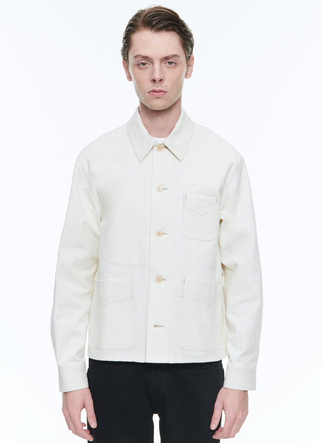 Men's jacket ecru organic cotton canvas Fursac - M3DOLE-DM15-A002