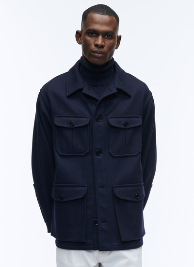 Men's jacket navy blue woolen cloth Fursac - 22HM3ALDY-P317/32