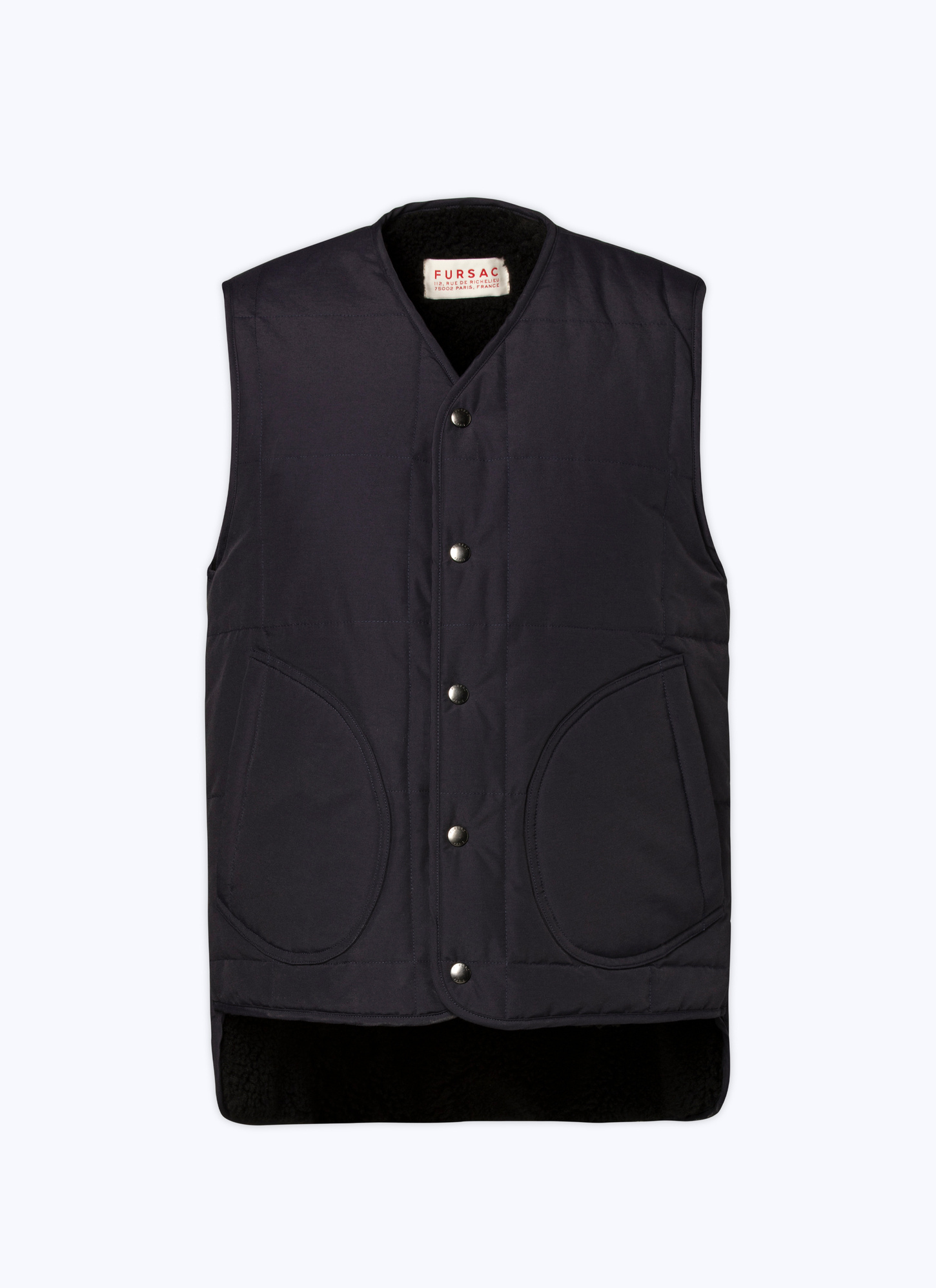 Men's blue, navy blue technical ottoman fabric - faux-fur lining jacket Fursac - M3CALM-CM22-D030