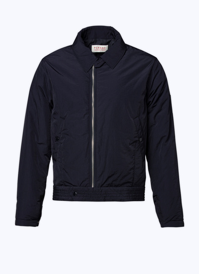 Men's blue, navy blue creased water-repellent technical canvas fabric jacket Fursac - M3CANG-CM21-D027